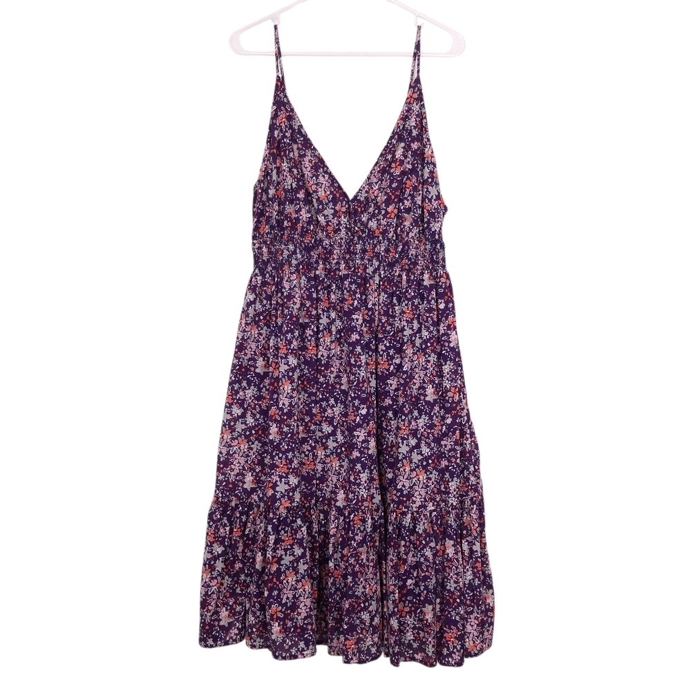 Old Navy ditsy floral smocked waist dress ruffle country brunch spring purple